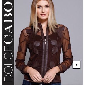 Dolce Cabo Floral Faux Leather Mesh Jacket